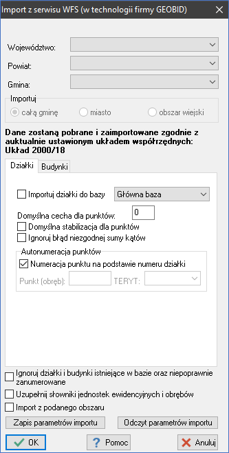 EWMAPA 13 - upgrade 13.13 - Okno importu z serwisów WFS