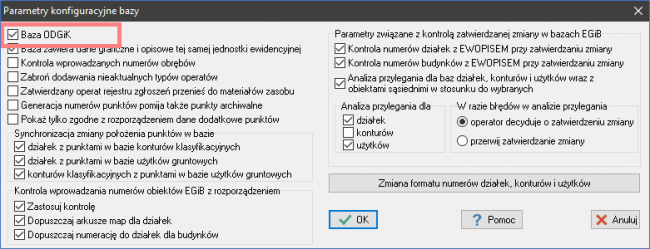 EWMAPA 15 - upgrade 15.11 - Parametry konfiguracyjne bazy