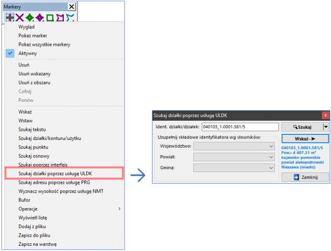 EWMAPA 15 - upgrade 15.08 - możliwość wyszukiwania działek poprzez Usługę lokalizacji działek katastralnych (ULDK)