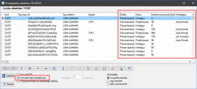 EWMAPA 14 - upgrade 14.04 - Przeglądarka obiektów wraz z kolumnami dla danych dodatkowych