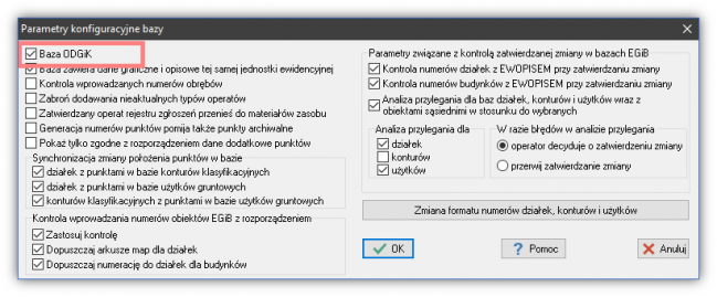 EWMAPA 15 - upgrade 15.14 - Parametry konfiguracyjne bazy