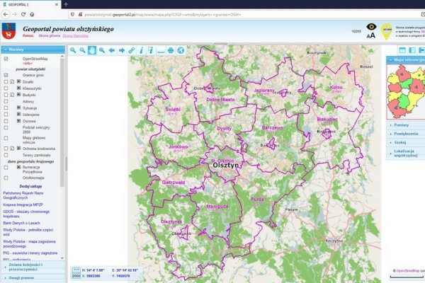 Geoportal powiatu olsztyńskiego - zrzut ekranu