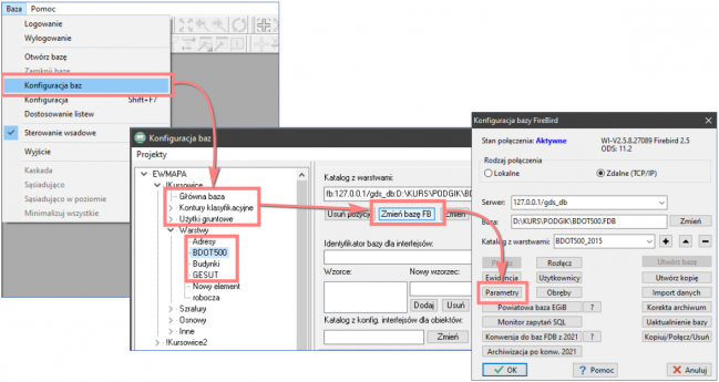 EWMAPA 15 - upgrade 15.11 - Lokalizacja okna parametrów konfiguracyjnych bazy