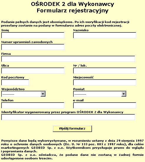 Formularz rejestracyjny